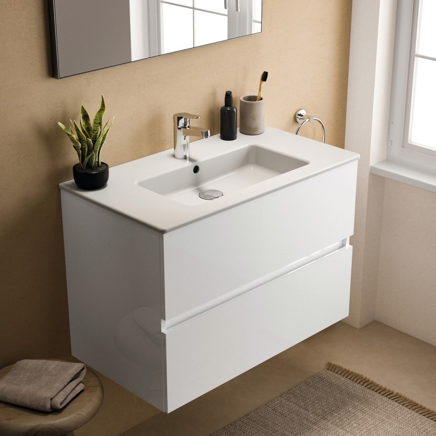 800mm Ideal Standard Eurovit+ White Wall Hung Vanity Unit with Basin
