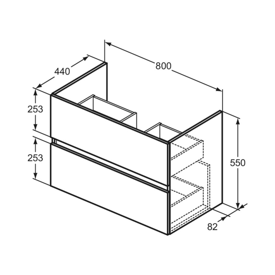 800mm Ideal Standard Eurovit+ White Wall Hung Vanity Unit with Basin
