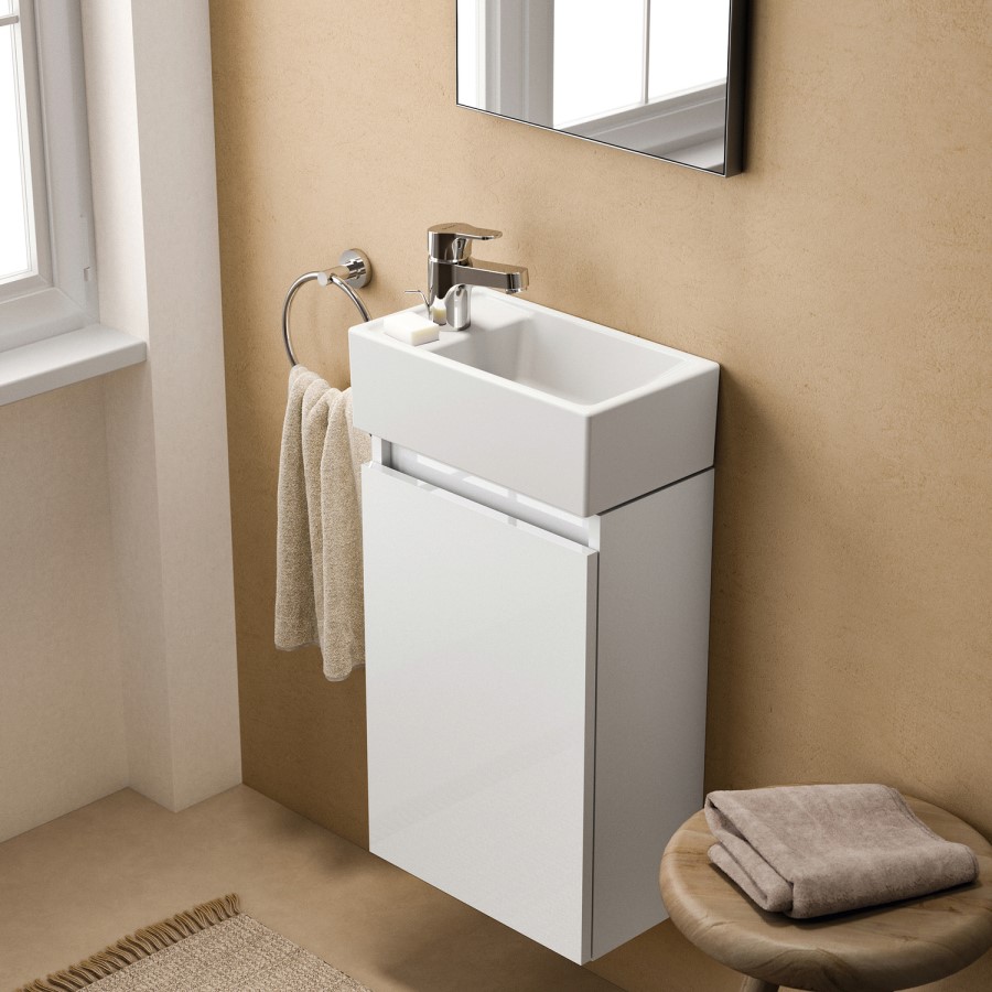 350mm Ideal Standard Eurovit+ White Left-Hand Wall Hung Vanity Unit with Basin