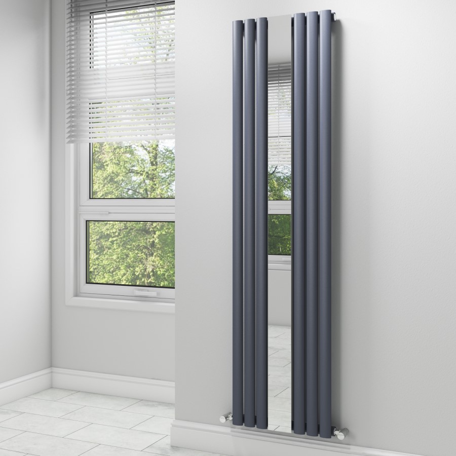 Vertical Anthracite Mirrored Radiator - 1800 x 499mm