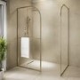 1600x800mm Brushed Brass Curved Walk In Shower Enclosure with Towel Rail - Raya