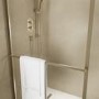 1600x800mm Brushed Brass Curved Walk In Shower Enclosure with Towel Rail - Raya