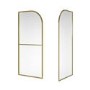 1400x900mm Brushed Brass Arched Walk In Shower Enclosure with Towel Rail - Raya