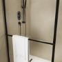 1600x800mm Black Curved Walk In Shower Enclosure with Towel Rail - Raya