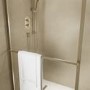 1400x900mm Brushed Brass Curved Walk In Shower Enclosure with Towel Rail - Raya