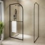 1400x900mm Black Curved Walk In Shower Enclosure with Towel Rail - Raya
