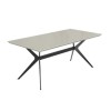 Taupe High Gloss Dining Table with 6 Grey Woven Fabric Dining Chairs - Rochelle