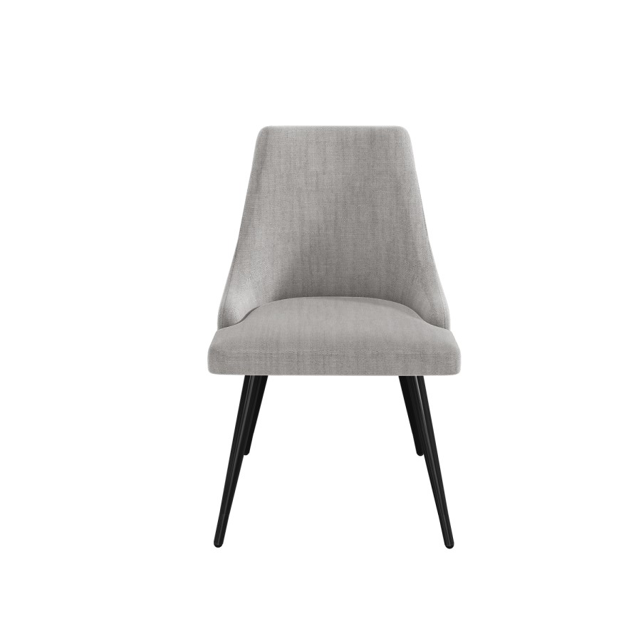 Taupe High Gloss Dining Table with 6 Grey Woven Fabric Dining Chairs - Rochelle