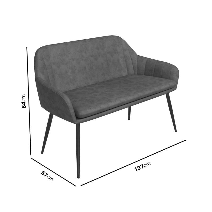 Taupe Gloss Dining Table with 2 Grey Faux Leather Dining Chairs and Matching Bench - Rochelle