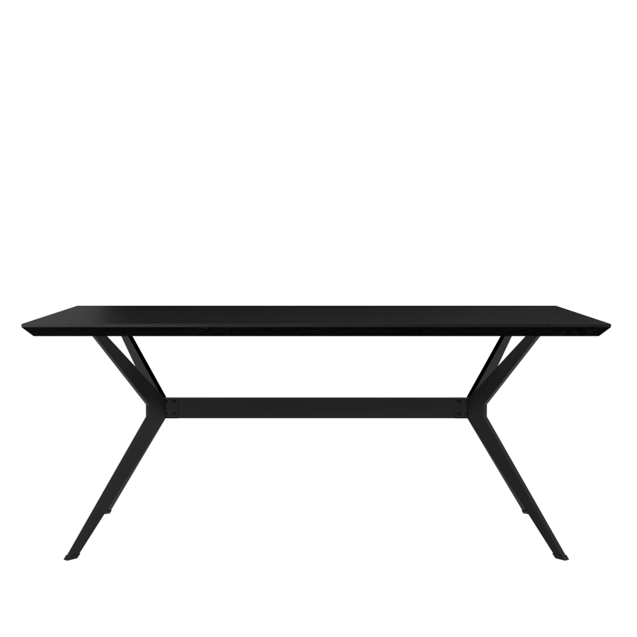 Black Dining Table with 6 Grey Woven Fabric Dining Chairs - Rochelle