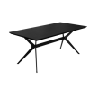 Black Dining Table with 6 Grey Woven Fabric Dining Chairs - Rochelle