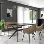 Black Oak Dining Table Set with 2 Beige Faux Leather Chairs & 1 Bench - Seats 4 - Rochelle