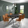 Black Oak Dining Table with 6 Tan Faux Leather Dining Chairs - Rochelle