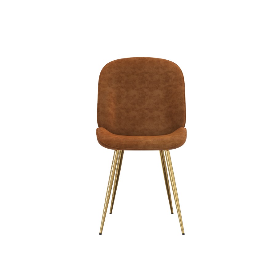 Black Oak Dining Table with 6 Tan Faux Leather Dining Chairs - Rochelle