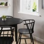 Round Black Folding Drop Leaf Dining Table with 4 Curved Wooden Spindle Dining Chairs - Rudy