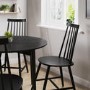 Round Black Folding Drop Leaf Dining Table with 4 Wooden Spindle Dining Chairs - Rudy