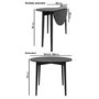 Round Black Folding Drop Leaf Dining Table with 4 Wooden Spindle Dining Chairs - Rudy