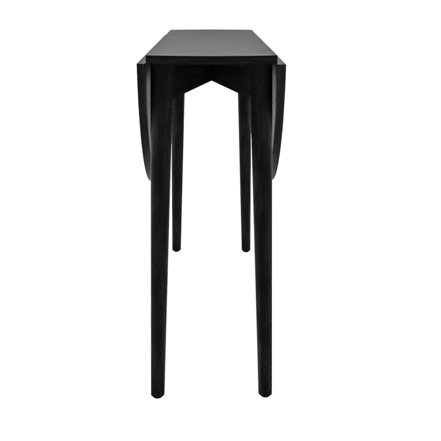 Round Black Folding Drop Leaf Dining Table with 4 Wooden Spindle Dining Chairs - Rudy