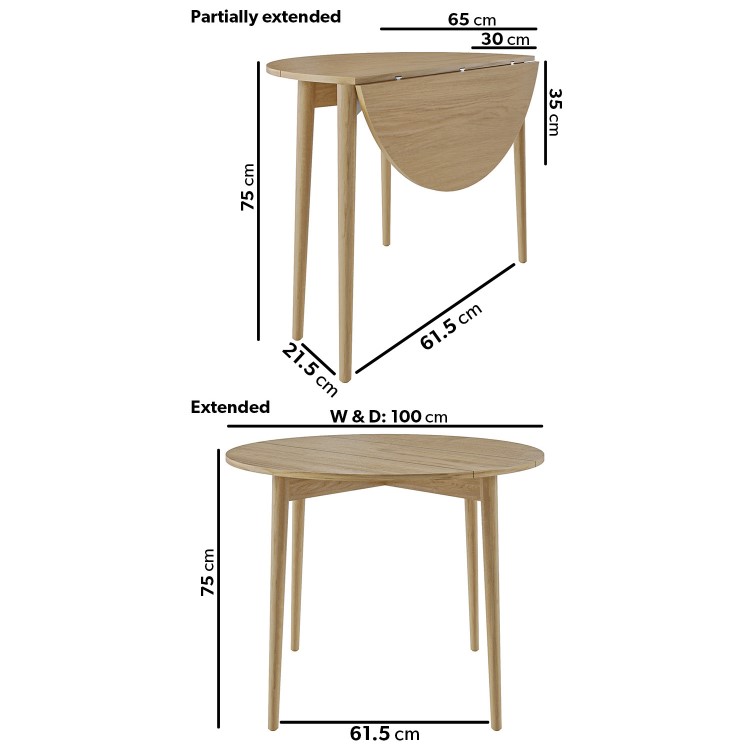 Oak Drop Leaf Dining Table Set with 2 Tan Faux Leather Chairs - Seats 2 - Rudy