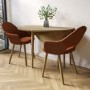 Small Oak Drop Leaf Dining Table Set with 2 Burnt Orange Upholstered Chairs - Seats 2 - Rudy