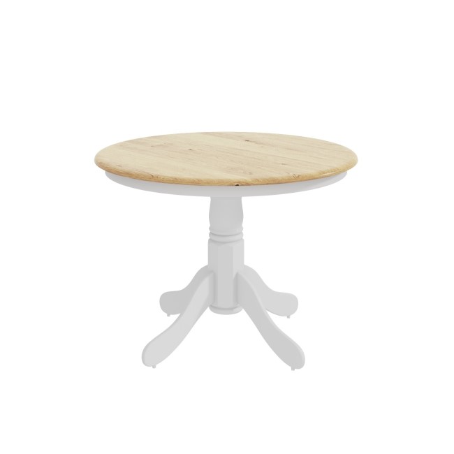 Small Round Dining Table with 4 Chairs in Wood & White - Rhode Island