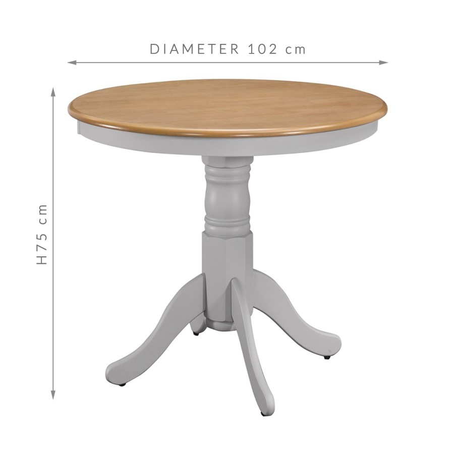 Round Dining Table with 4 Chairs in & Grey with Oak Finish - Rhode Island