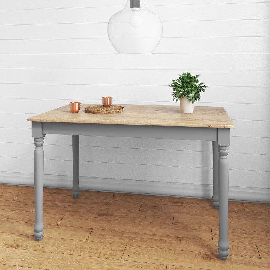 Rhode Island Grey Rectangular Dining Table and 4 Grey Chairs