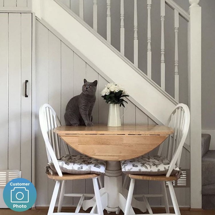 Small Round Drop Leaf Table with 2 Chairs in Wood & White - Rhode Island