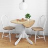 Small Round Drop Leaf Table with 2 Chairs in Wood &amp; White - Rhode Island