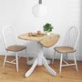 Small Round Drop Leaf Table with 2 Chairs in Wood & White - Rhode Island
