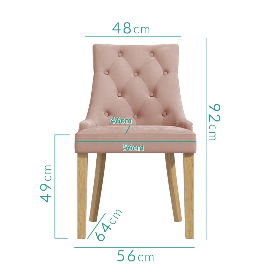 GRADE A1 - Kaylee Pink Velvet Dining Chairs with Oak Legs- Set of 2