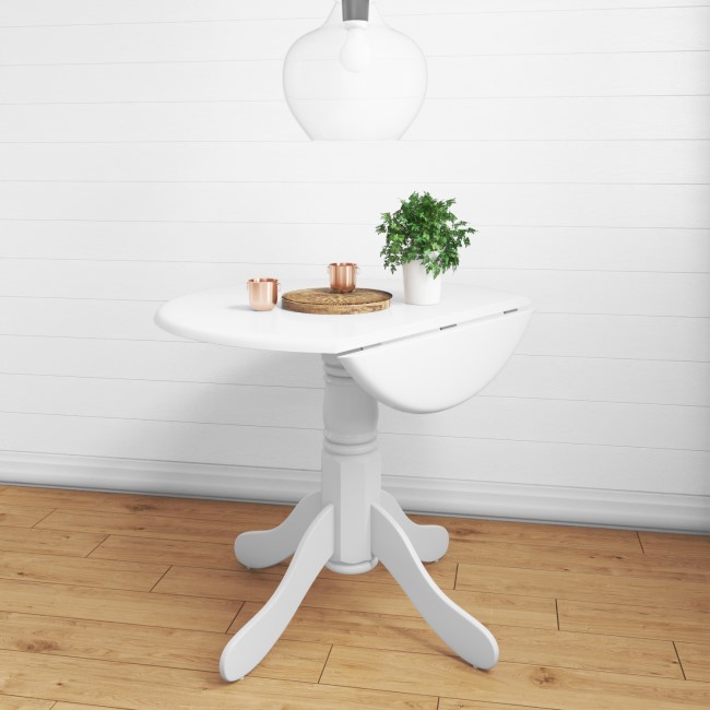 Small Round Dining Table in White with 2 Chairs - Rhode Island