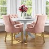 Small Round Dining Table in White with 4 Velvet Chairs in Pink - Rhode Island &amp; Kaylee
