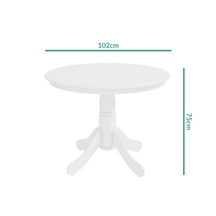 Small Round Dining Table in White with 4 Velvet Chairs in Pink - Rhode Island & Kaylee