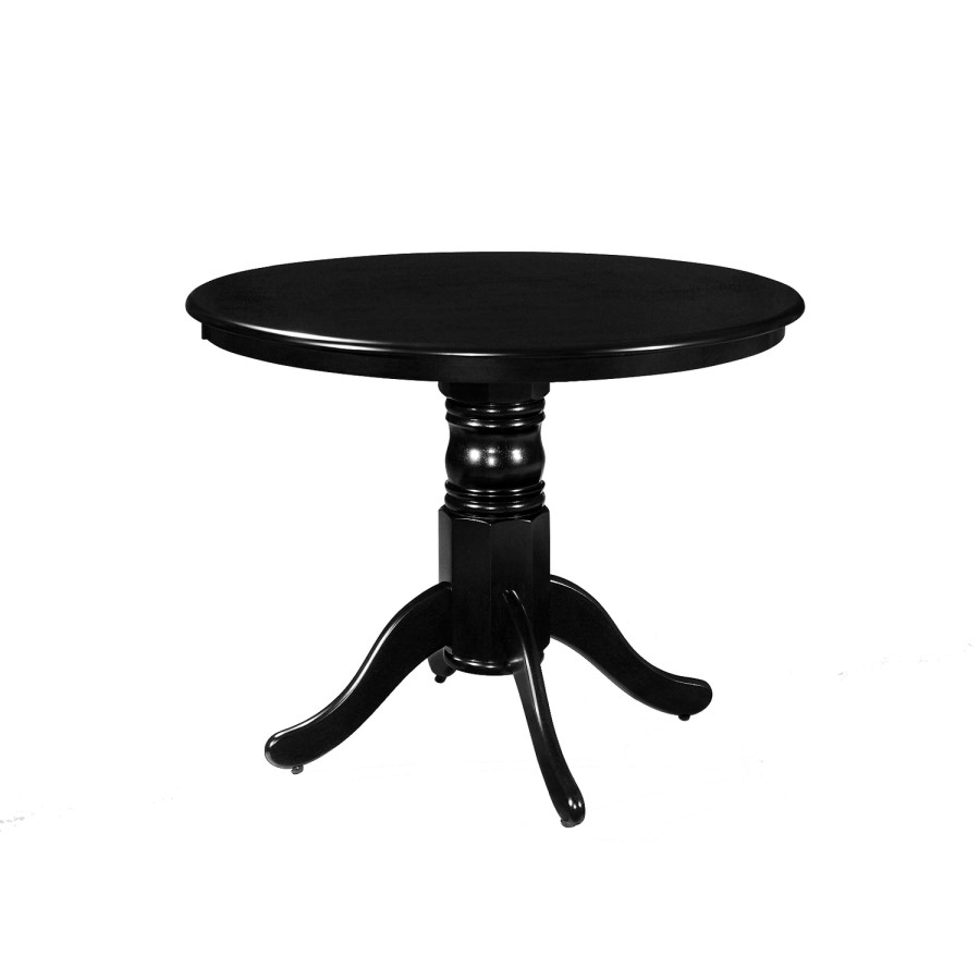 Small Round Dining Table in Black with 4 Velvet Chairs in Blue - Rhode Island & Kaylee