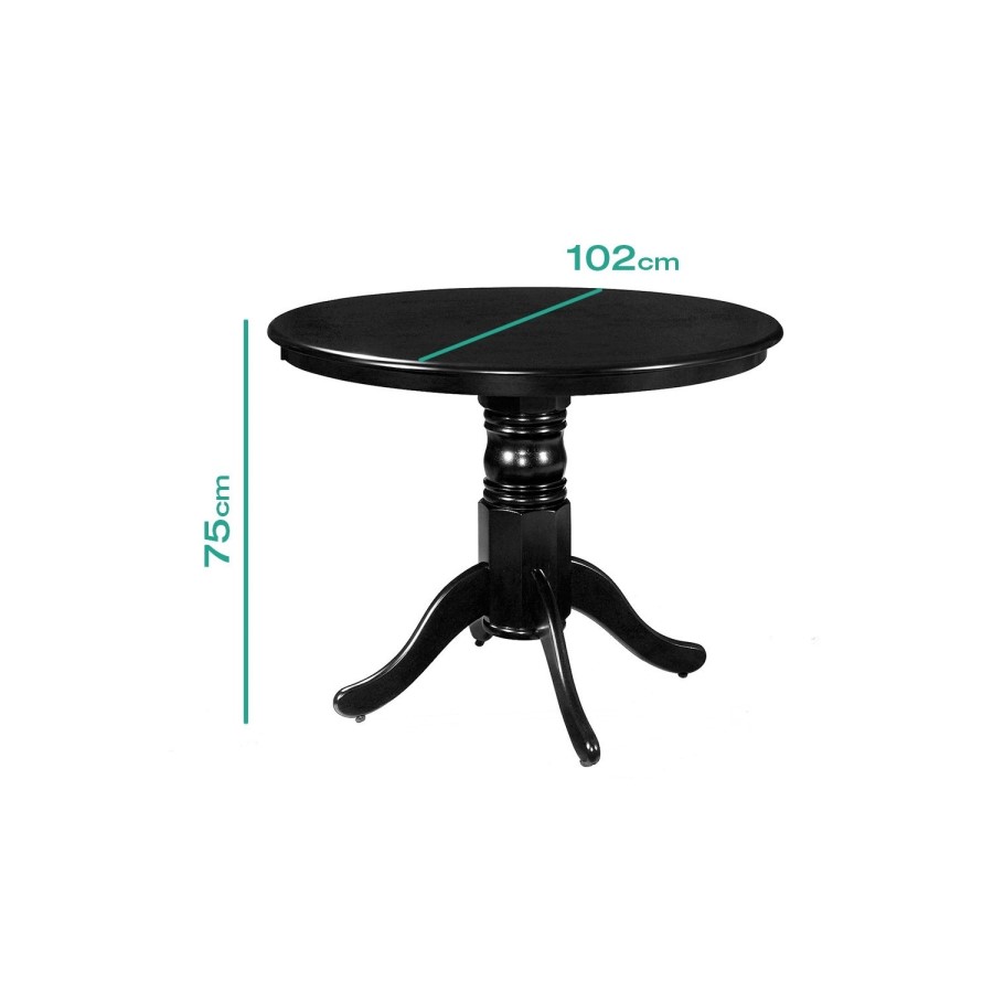 Small Round Dining Table in Black with 4 Velvet Chairs in Blue - Rhode Island & Kaylee