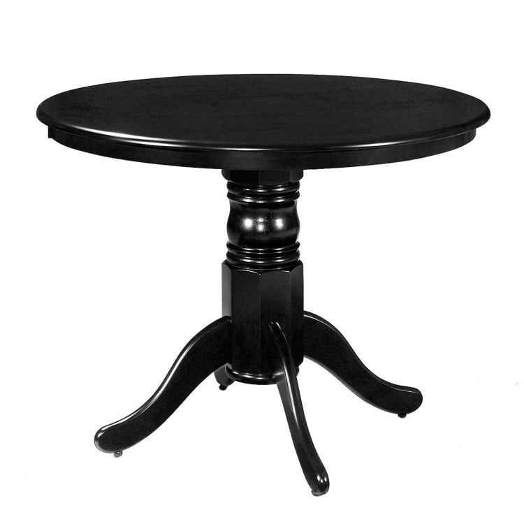 Small Round Dining Table in Black with 4 Velvet Chairs in Grey - Rhode Island & Kaylee