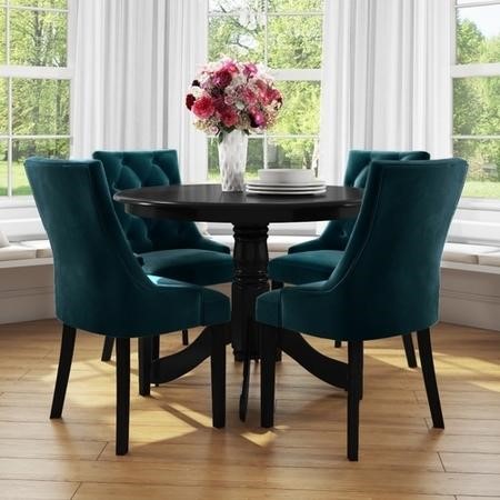 velvet round table dining rhode chairs island kaylee teal furniture123