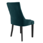 Small Round Dining Table in Black with 4 Teal Blue Velvet Chairs- Rhode Island & Kaylee