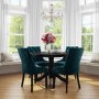 Small Round Dining Table in Black with 4 Teal Blue Velvet Chairs- Rhode Island & Kaylee