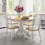 Round Extendable Dining Set with 4 Chairs in Oak & White - Rhode Island