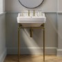 Traditional 2 Tap Hole Basin with Brass Wash Stand 570mm - Ripley