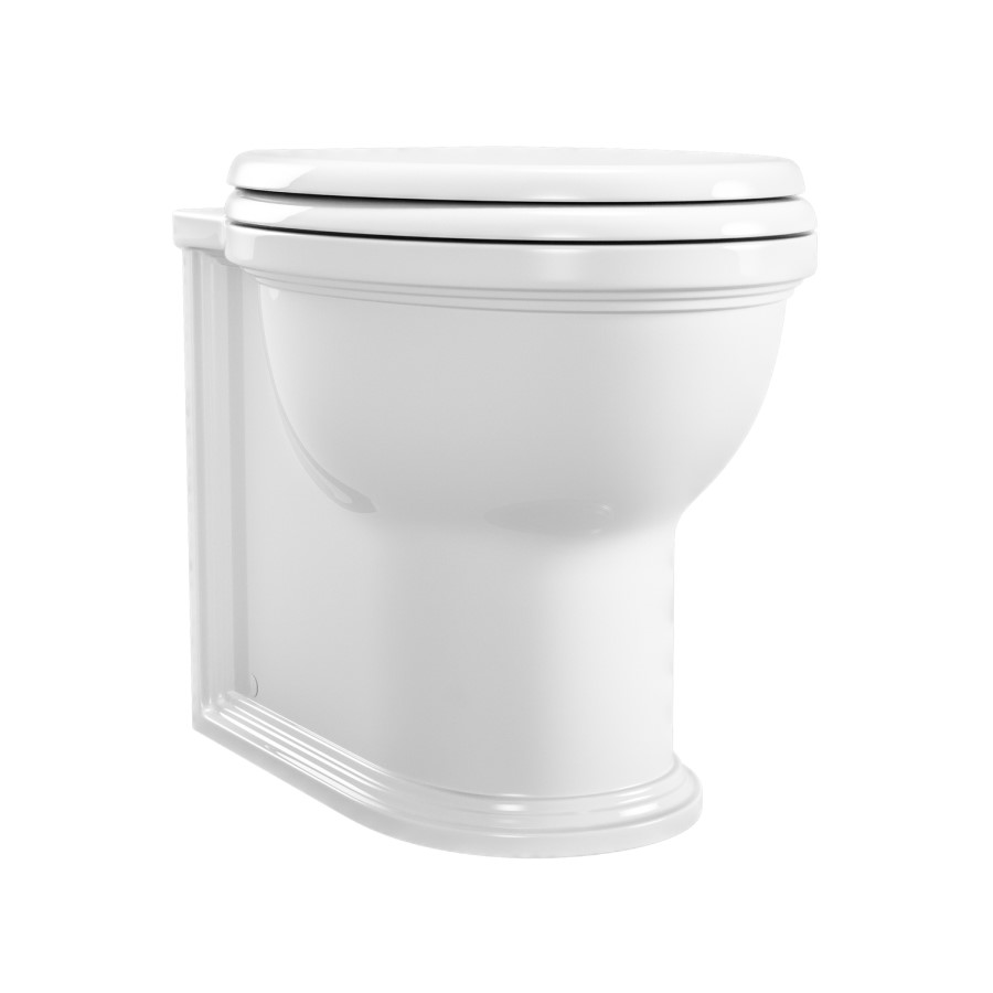 Back to Wall Rimless Toilet and Wooden Soft Close Seat with Chrome Hinges - Ripley