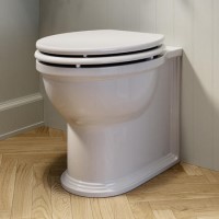 Back to Wall Rimless Toilet and Wooden Soft Close Seat with Chrome Hinges - Ripley