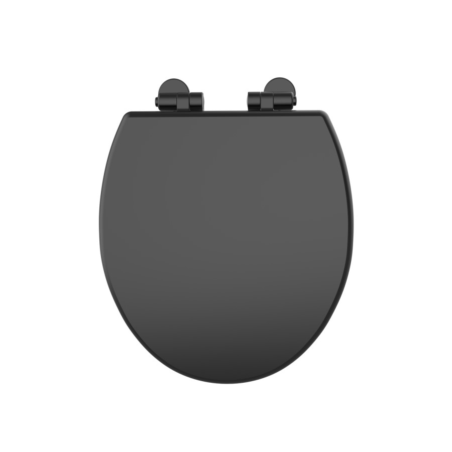 Close Coupled Rimless Toilet with Black Wooden Soft Close Seat – Ripley
