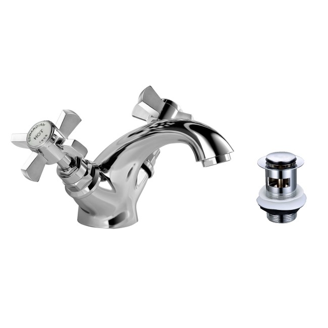 Chrome Traditional Mono Basin Mixer Tap with Bath Filler Tap Pack - Ripley