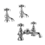 Chrome Traditional Basin Pillar Taps with Bath Filler Tap Pack - Ripley