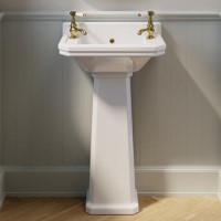 Traditional Cloakroom 2 Tap Hole Full Pedestal Basin 506mm - Ripley