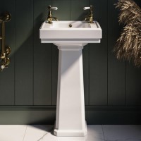 Traditional Cloakroom 2 Tap Hole Full Pedestal Basin 450mm - Park Royal