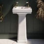 Traditional Cloakroom 2 Tap Hole Full Pedestal Basin 450mm - Park Royal